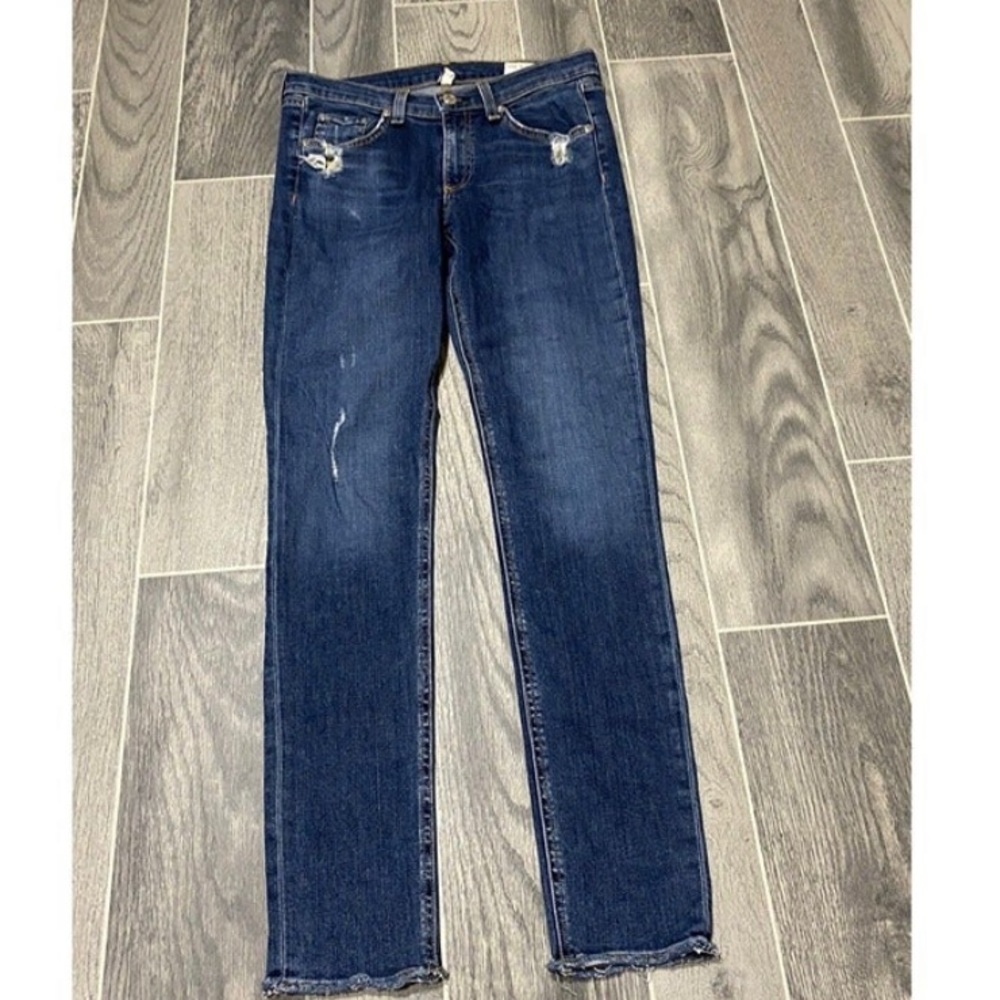 Rag & Bone La Paz Mid Rise Skinny Jeans Raw Hem Distressed Size 28